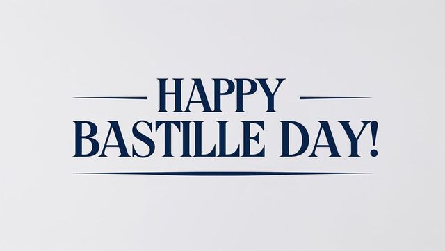 Minimalist Happy Bastille Day Typography on Gray