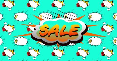 Retro Comic Style Sale Announcement with Speech Bubbles
