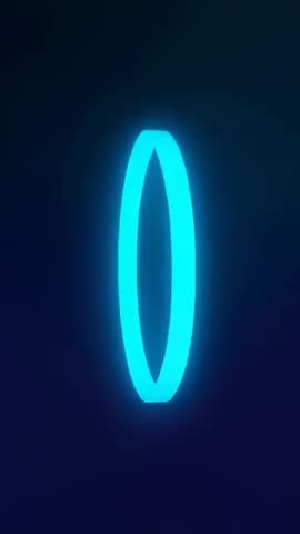 Glowing cyan ring morphing into neon ellipse on deep navy backdrop, looping vertical video