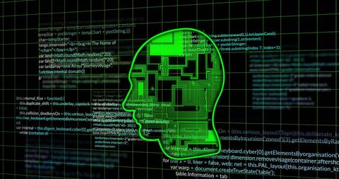 Digital Head Silhouette with Code Representing AI Technology - Download Free Stock Images Pikwizard.com