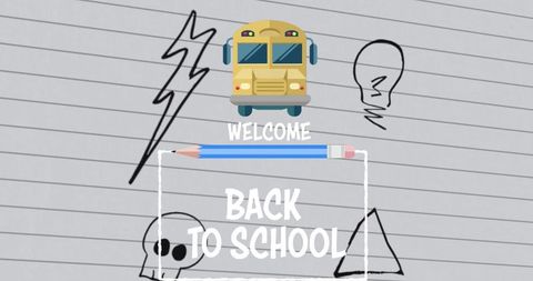 Back to School Banner with School Bus and Stationery Icons