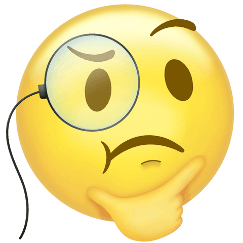 Thinking monocle emoji on transparent background