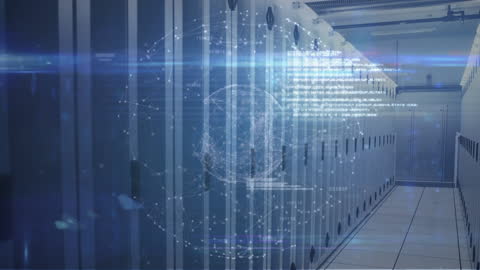 Digital Globe with Data Processing Over Modern Servers