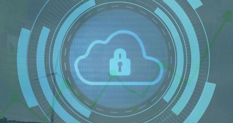 Secure Cloud Computing with Padlock Icon on Digital Background - Download Free Stock Images Pikwizard.com