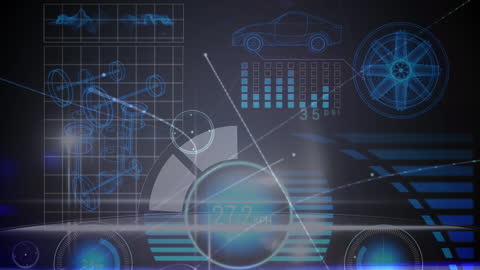 Futuristic Vehicle Design Data on Digital Screen