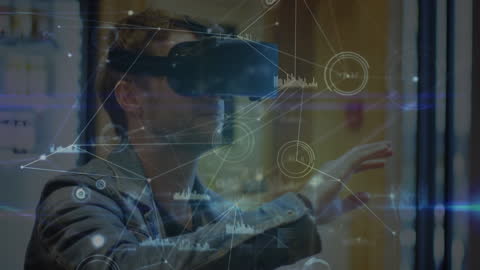 Businessman Engaging with Virtual Reality Network