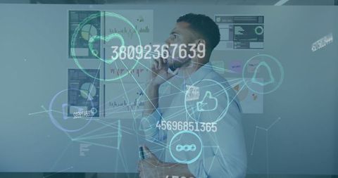 Businessman Communicating Using Futuristic Digital Interface