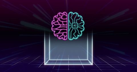 futuristic ai brain technology over dynamic grid background - Download Free Stock Images Pikwizard.com