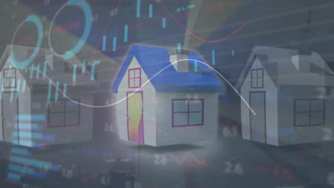 Surrealistic Homes with Stock Market Data Graphics