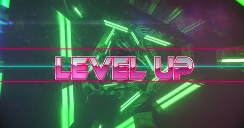 Futuristic Neon Level Up Concept Artwork