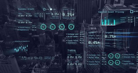 Digital Financial Data Overlays on City Skyline - Download Free Stock Images Pikwizard.com