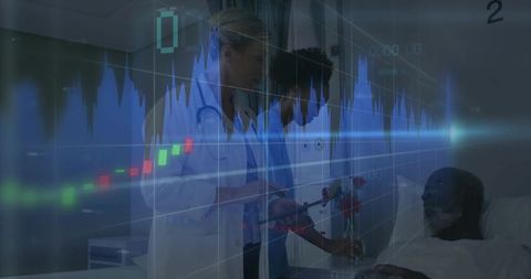 Medical Professionals Analyzing Patient with Digital Interface Insights