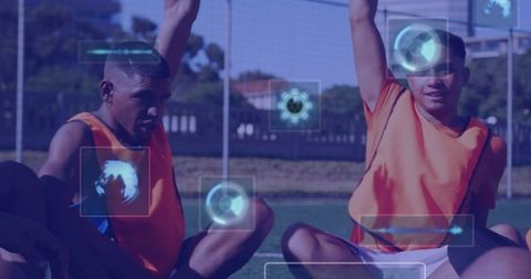 Male Soccer Players with Emerging Digital Data Interface
