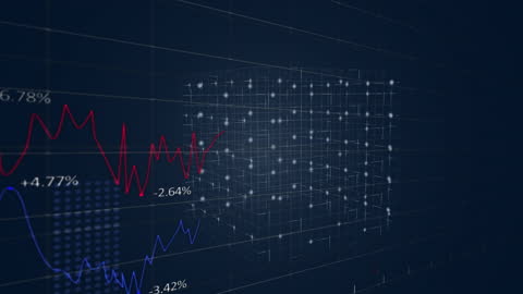 Abstract Digital Data Visualization on Dark Grid