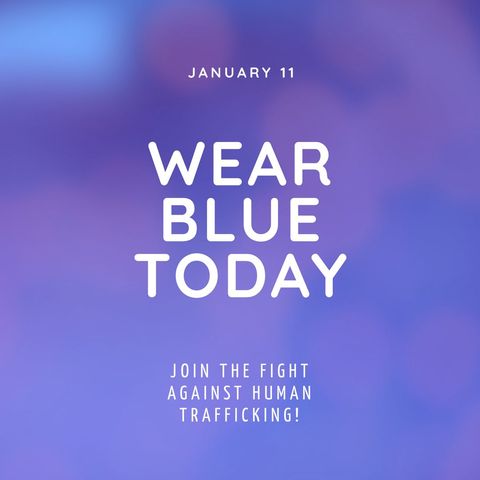 Wear Blue for Human Trafficking Awareness with Blurred Background - Download Free Stock Templates Pikwizard.com