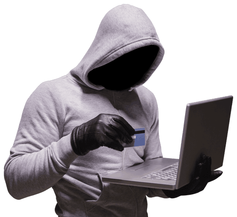 Cyber Criminal in Hoodie Uses Credit Card with Laptop on Transparent Background - Download Free Stock Videos Pikwizard.com