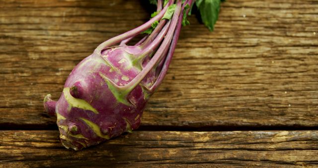 Fresh Purple Kohlrabi On Rustic Wooden Table - Download Free Stock Images Pikwizard.com