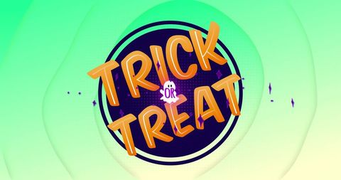 Vibrant Trick or Treat Halloween Graphic on Green Background