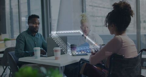 Diverse Business Team in Modern Office with Digital Interface