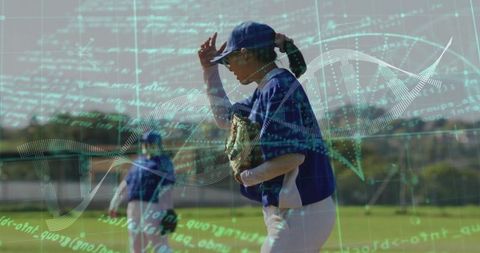 Female Baseball Player Merging Sports with Digital Innovation