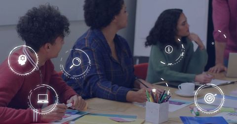 Diverse Team Business Meeting Data Interface Concepts