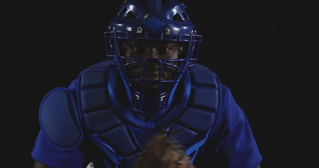 Baseball Catcher in Protective Gear at Night - Download Free Stock Images Pikwizard.com