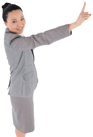 transparent joyful businesswoman smiling and pointing - Download Free Stock Videos Pikwizard.com