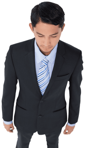 Biracial Businessman in Suit on Transparent Background
