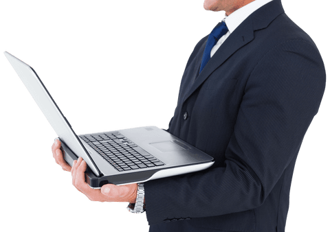 Transparent Businessman in Suit Using Laptop for Work - Download Free Stock Videos Pikwizard.com