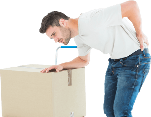 delivery man struggling with back pain while lifting box, transparent - Download Free Stock Videos Pikwizard.com