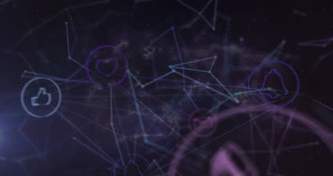 Futuristic Digital Networking Icons in Space Setting