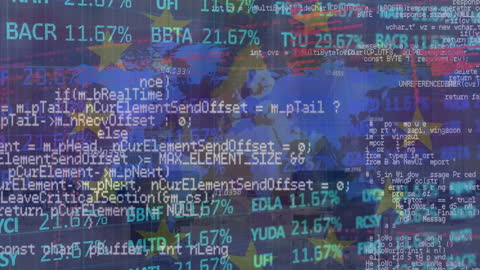 Digital Data Overlay on European Union Concept