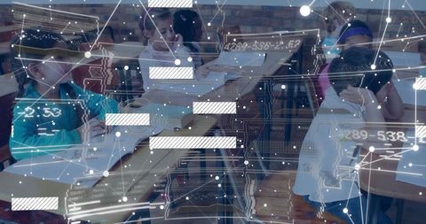 Children Learning in Classroom with Technology Overlay