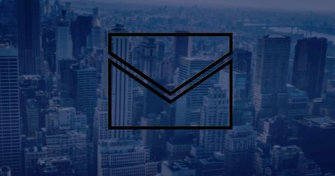 Digital Envelope Icon Over New York City Skyline