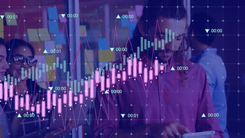 Mixed Race Professional Analyzing Financial Data with Digital Technology