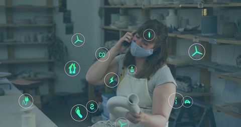 Ceramic Artist Creating Sustainable Art in Studio Environment