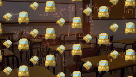 Classroom Animation with Cars Over Math Formulas