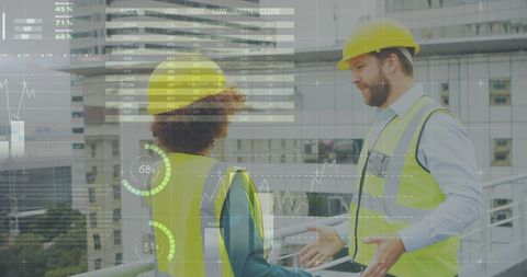 Architects Analyzing Data on Rooftop with Cityscape Views - Download Free Stock Images Pikwizard.com
