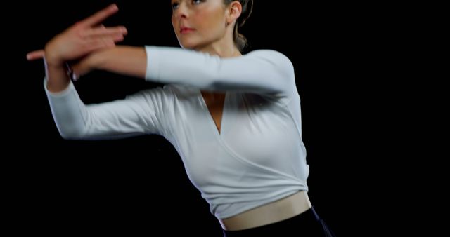 Contemporary Dancer in Motion Against Dark Background - Download Free Stock Images Pikwizard.com