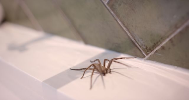 Close-Up View of Large Spider Crawling Indoors - Download Free Stock Images Pikwizard.com