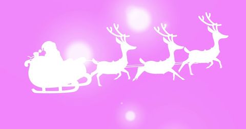 Santa's Sleigh Silhouette on Pink Glowing Background