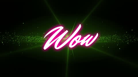Vibrant Wow Text with Sparkling Green Background