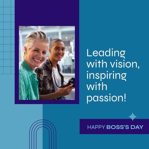 Happy Boss's Day with Smiling Boss and Coworker - Download Free Stock Templates Pikwizard.com