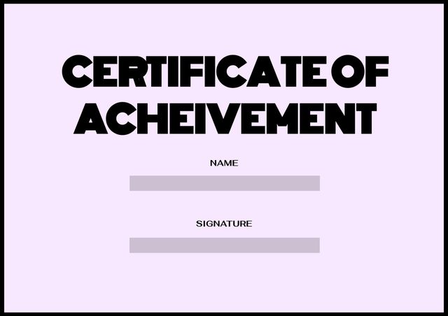 Certificate of Achievement Template with Lilac Background - Download Free Stock Templates Pikwizard.com