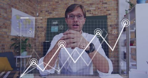 Businessman Analyzing Market Trends with Graph Overlay
