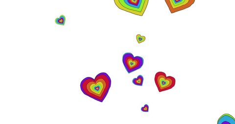 Colorful Rainbow Hearts Signifying LGBTQ Pride