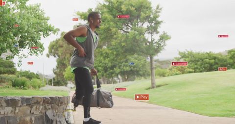 African American Amputee Athlete with Notifications Overlay - Download Free Stock Images Pikwizard.com