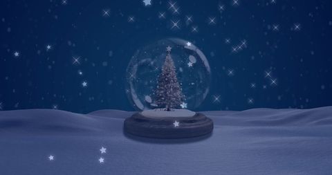 Shimmering Snow Globe with Falling Stars at Night - Download Free Stock Images Pikwizard.com