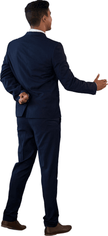 Transparent Rear View of Businessman Offering Handshake