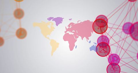 Global Network Connections with Digital World Map Interface - Download Free Stock Images Pikwizard.com